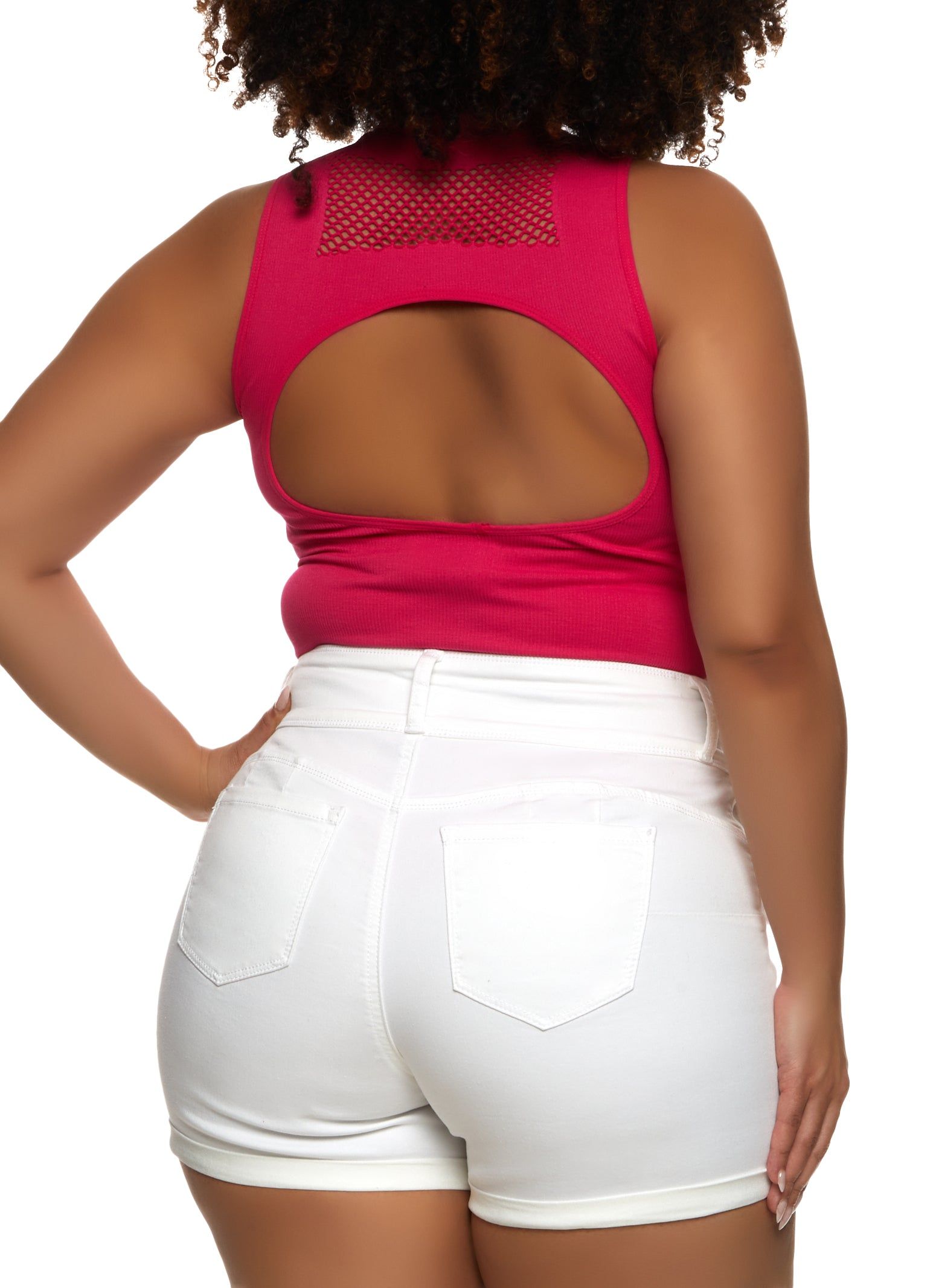 Plus Size Seamless Fishnet Detail Bodysuit sold by Rainbow product image thumbnail 3