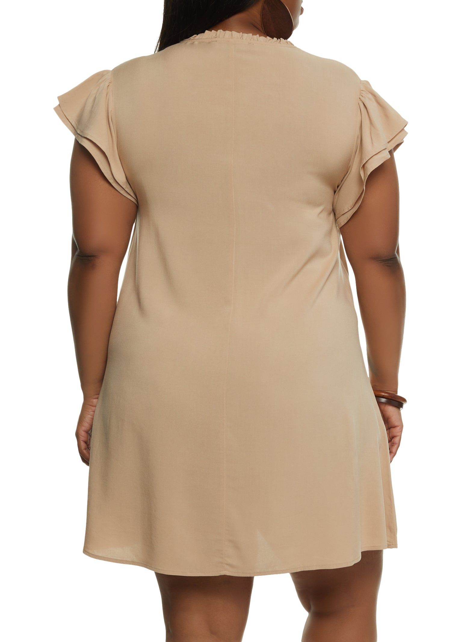 Plus Size Smocked Tie Neck Shift Dress sold by Rainbow product image thumbnail 3