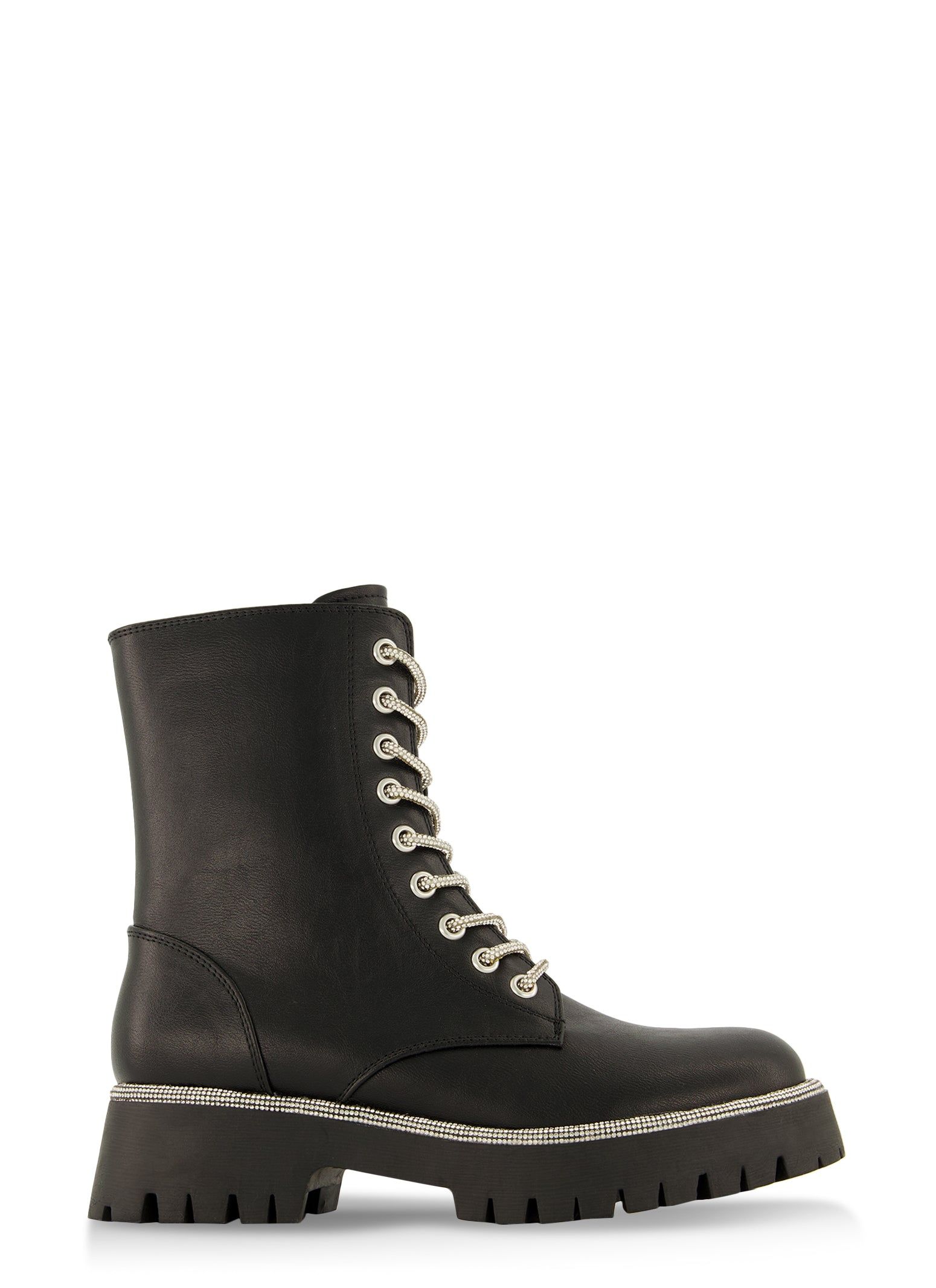 Rhinestone Trim Lace Up Combat Boots sold by Rainbow product image thumbnail 2