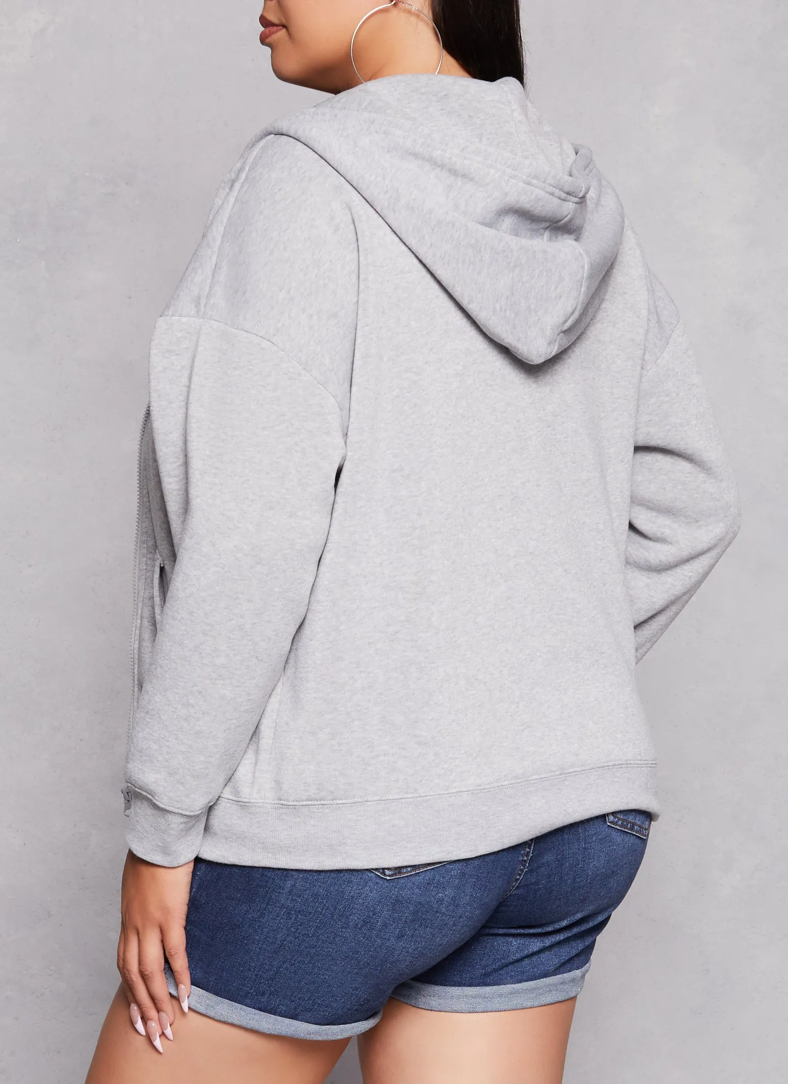 Plus Size Solid Zip Front Hoodie sold by Rainbow product image thumbnail 3