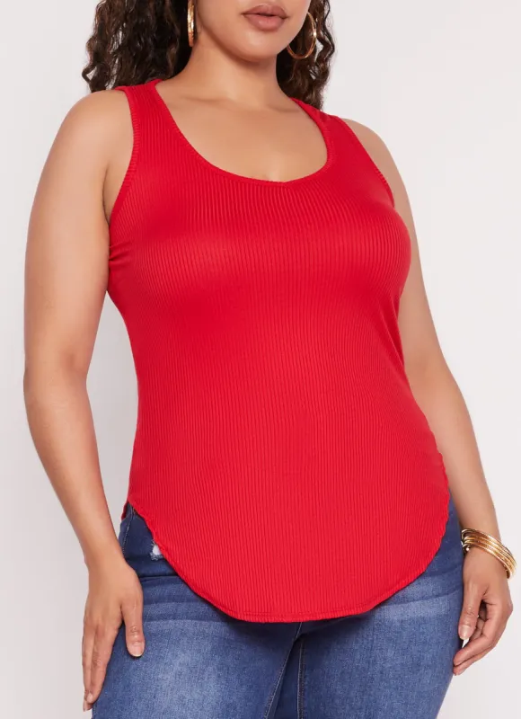 Plus Size Ribbed Scoop Neck Tank Top sold by Rainbow