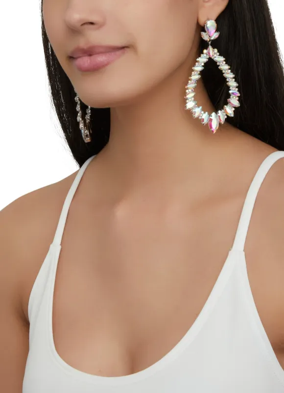 Rhinestone Chandelier Statement Drop Earrings sold by Rainbow