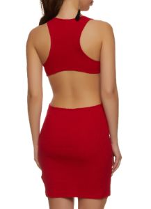 Rib Knit Cut Out Back Mini Dress sold by Rainbow