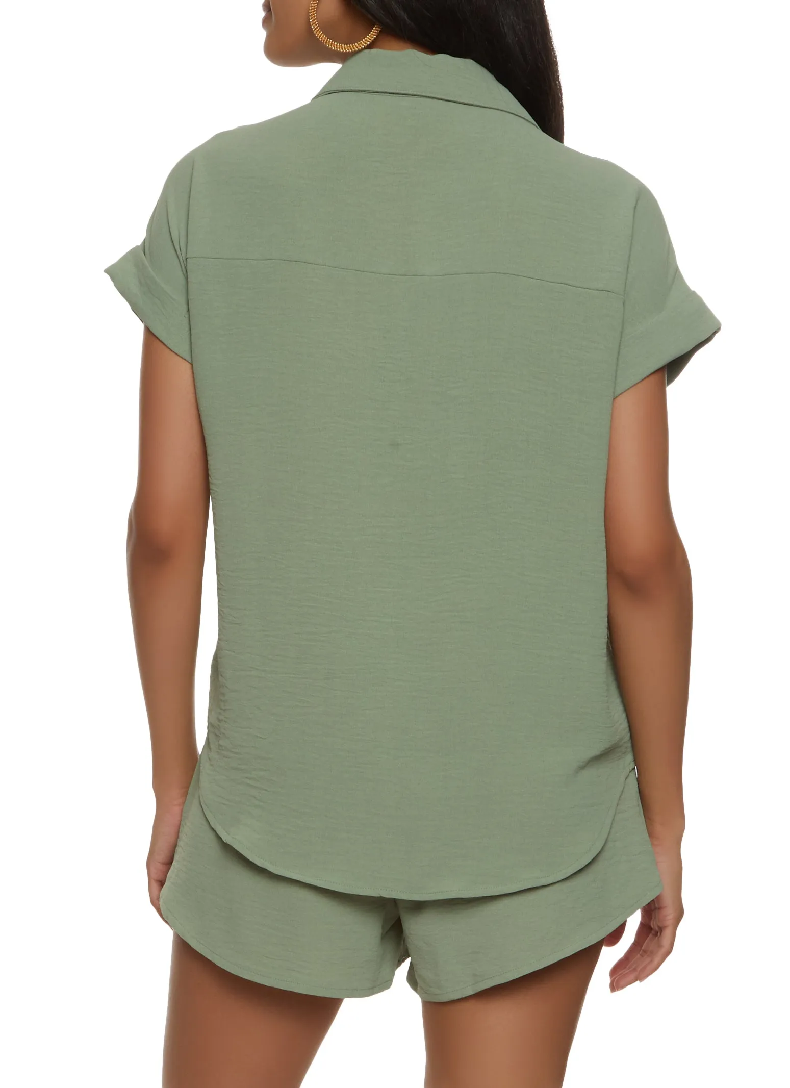 Airy Crepe Knit Button Front Shirt sold by Rainbow product image thumbnail 3