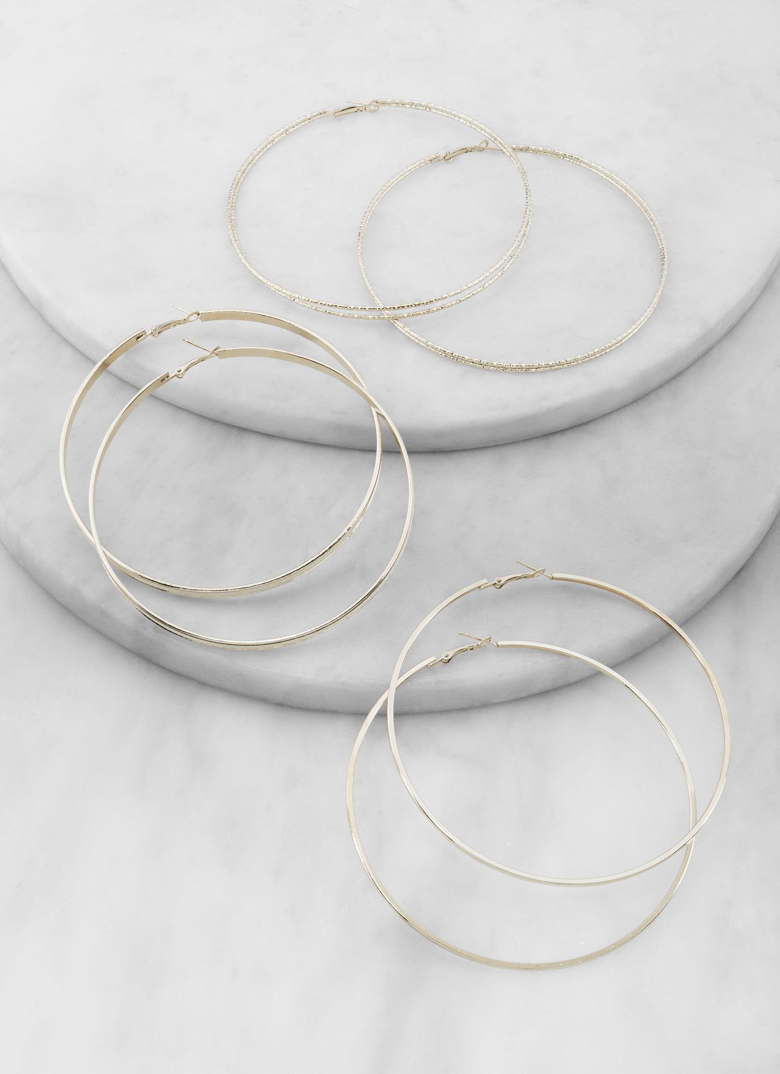 Jumbo Metallic Hoop Earring Trio sold by Rainbow