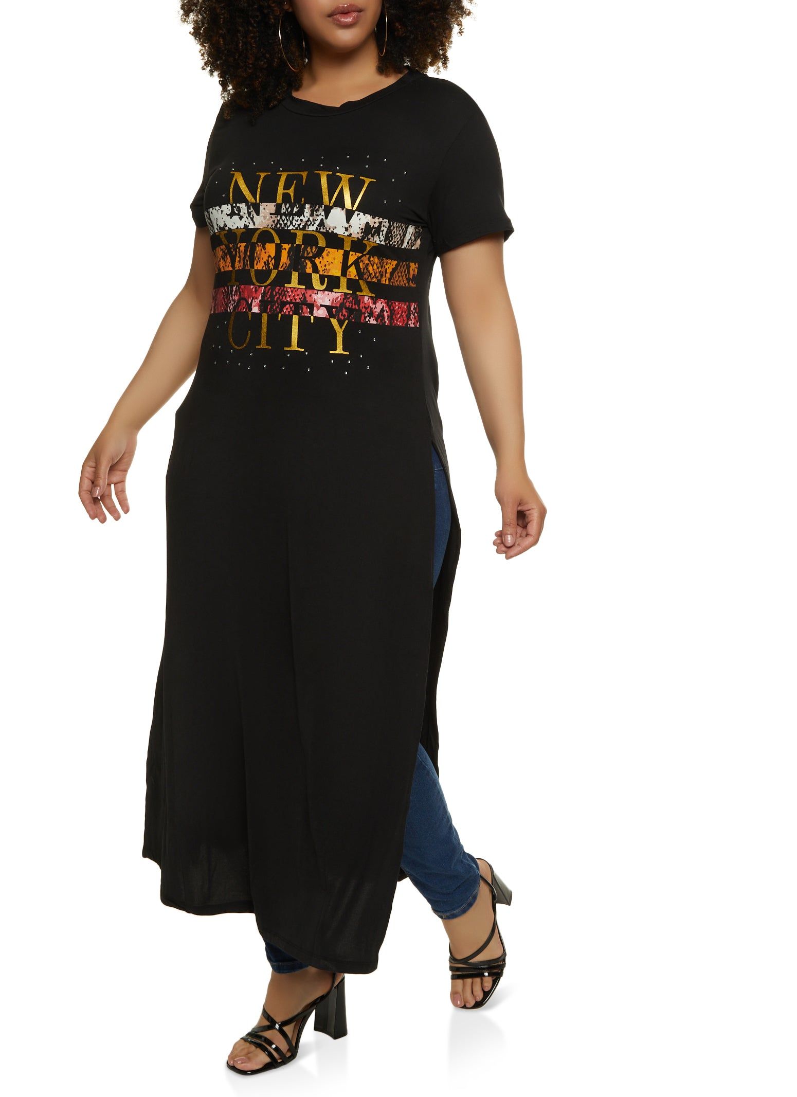 Plus Size Rhinestone New York City Maxi Tee sold by Rainbow product image thumbnail 2