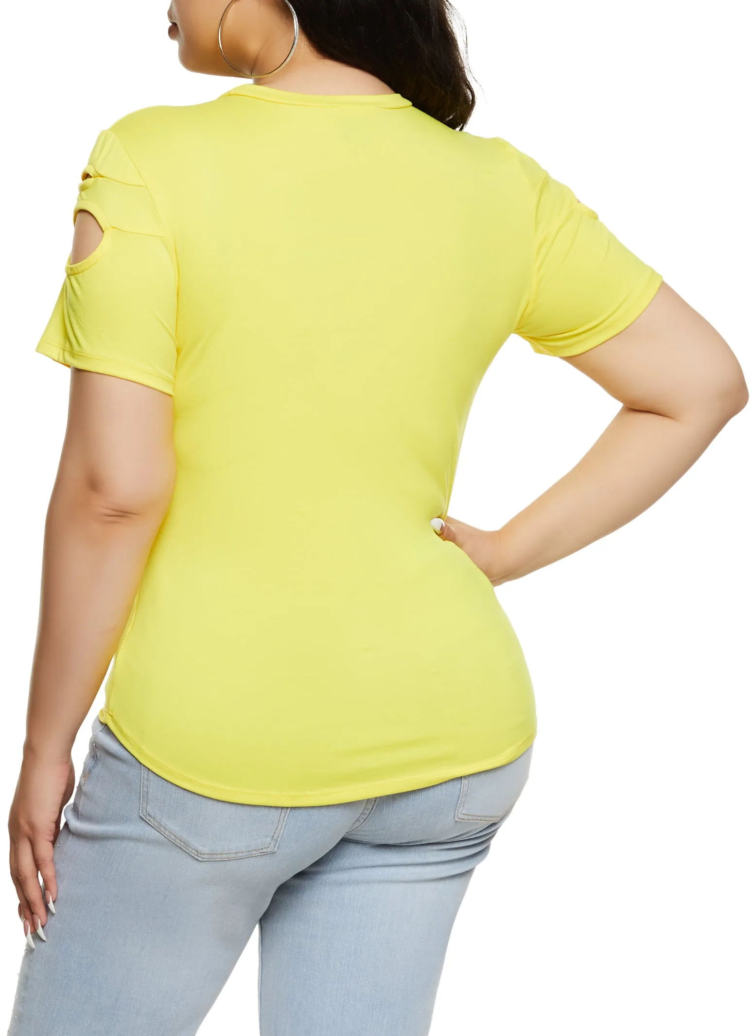 Plus Size Cut Out Crew Neck T Shirt sold by Rainbow product image thumbnail 3