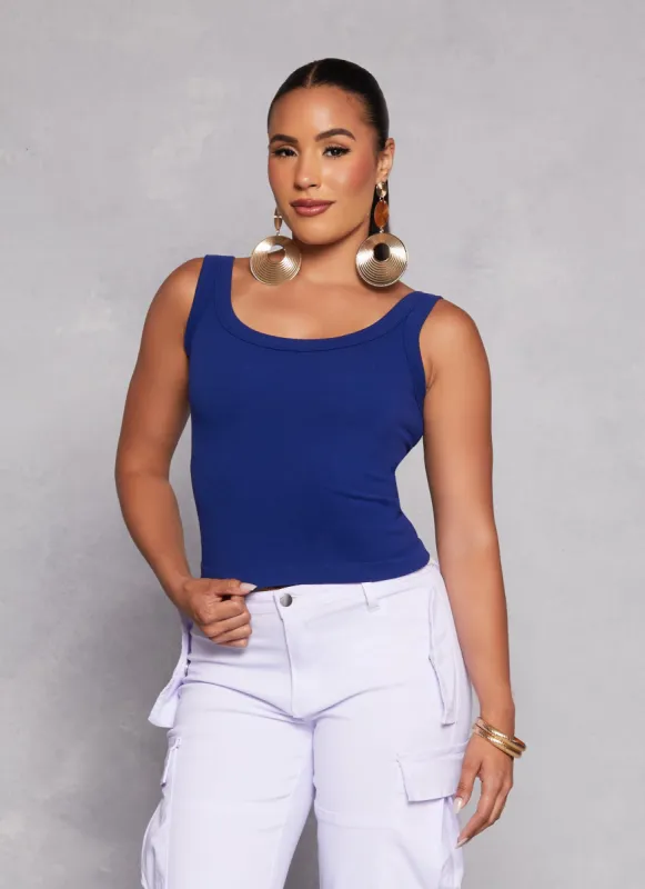 Seamless Ribbed Scoop Neck Tank Top sold by Rainbow