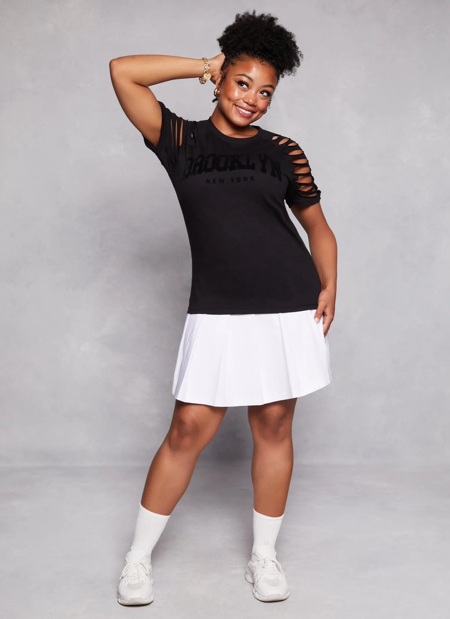 Plus Size Velvet Burnout Brooklyn Graphic Tee sold by Rainbow product image thumbnail 2