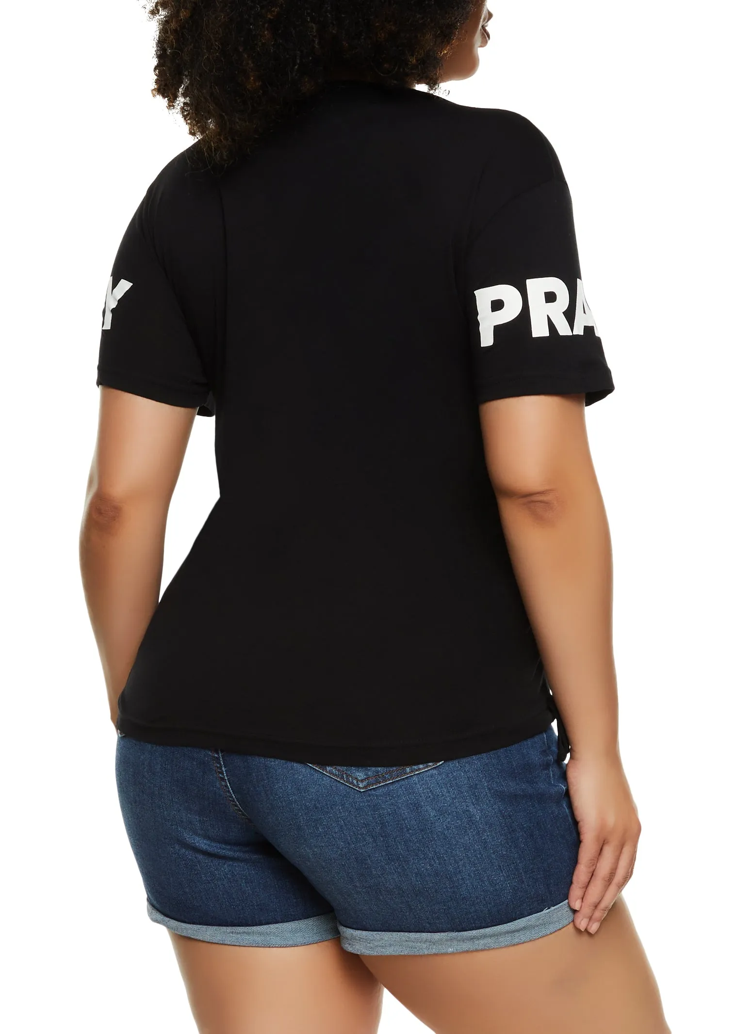 Plus Size Sequin Pray Graphic T Shirt sold by Rainbow product image thumbnail 3