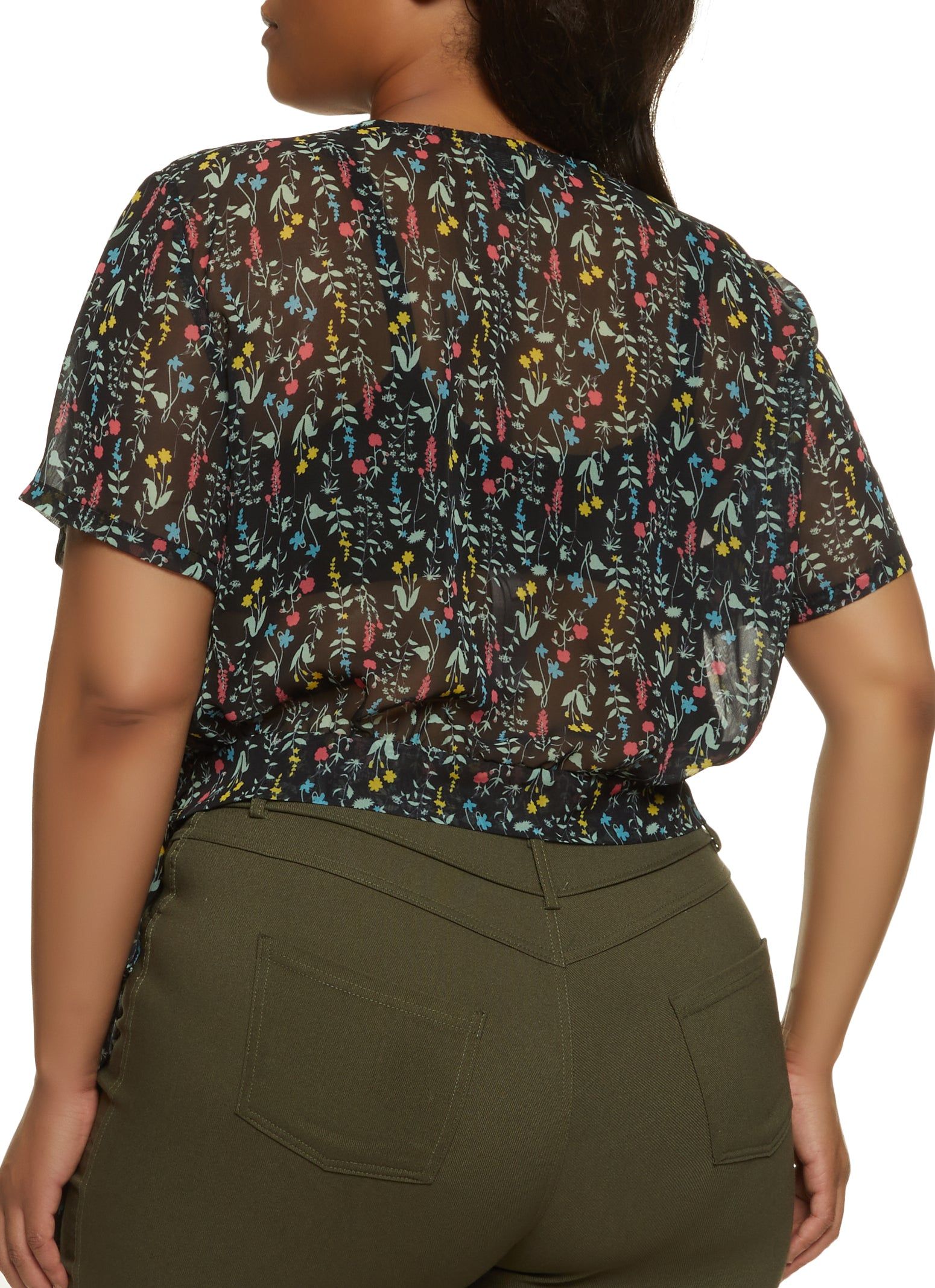 Plus Size Floral Print Chiffon Wrap Top sold by Rainbow product image thumbnail 2