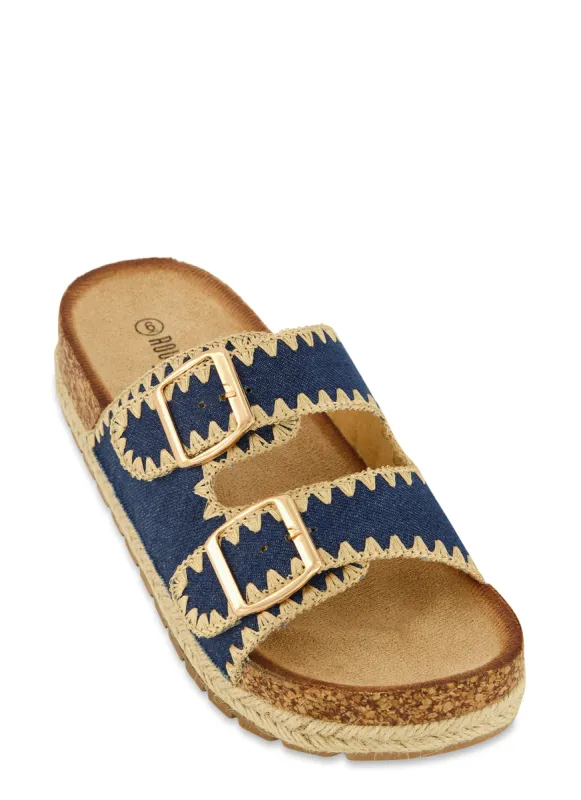 Espadrille Cork Platform Footbed Sandals sold by Rainbow