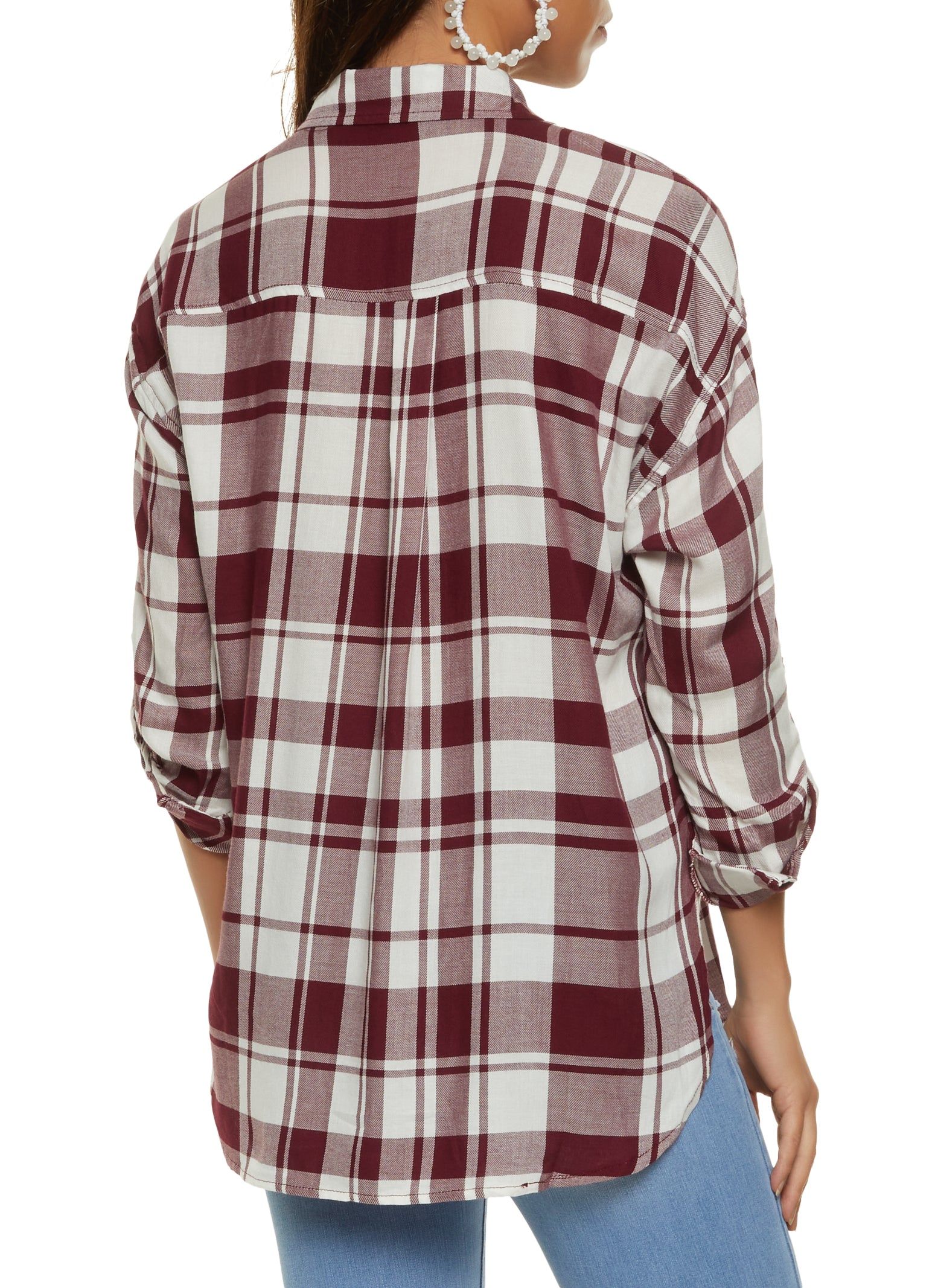 Plaid Long Sleeve Button Front Shirt sold by Rainbow product image thumbnail 2