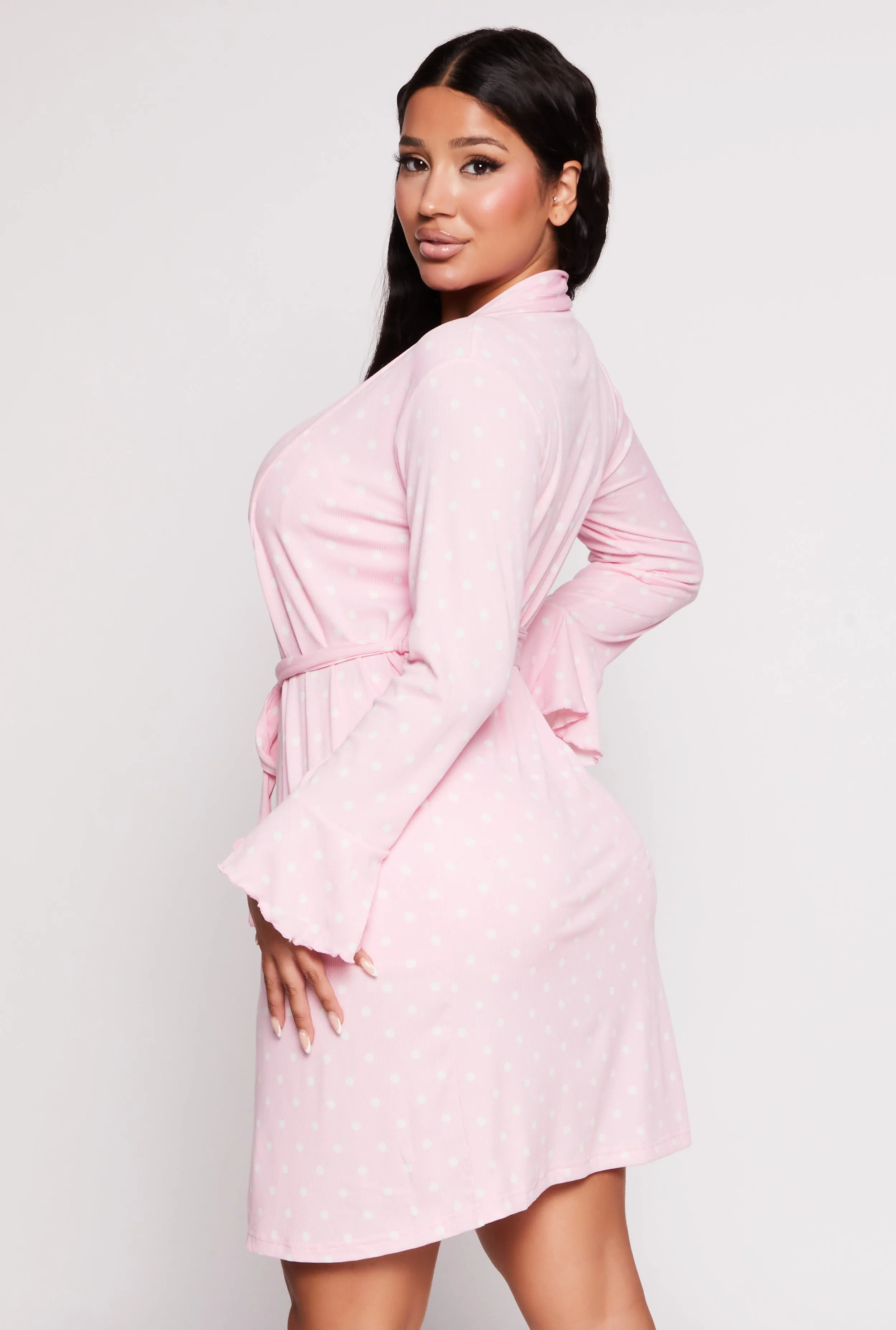 Polka Dot Print Pajama Cami and Shorts with Robe sold by Rainbow product image thumbnail 2