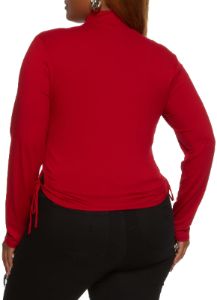 Plus Size Mock Neck Side Tie Long Sleeve Top sold by Rainbow