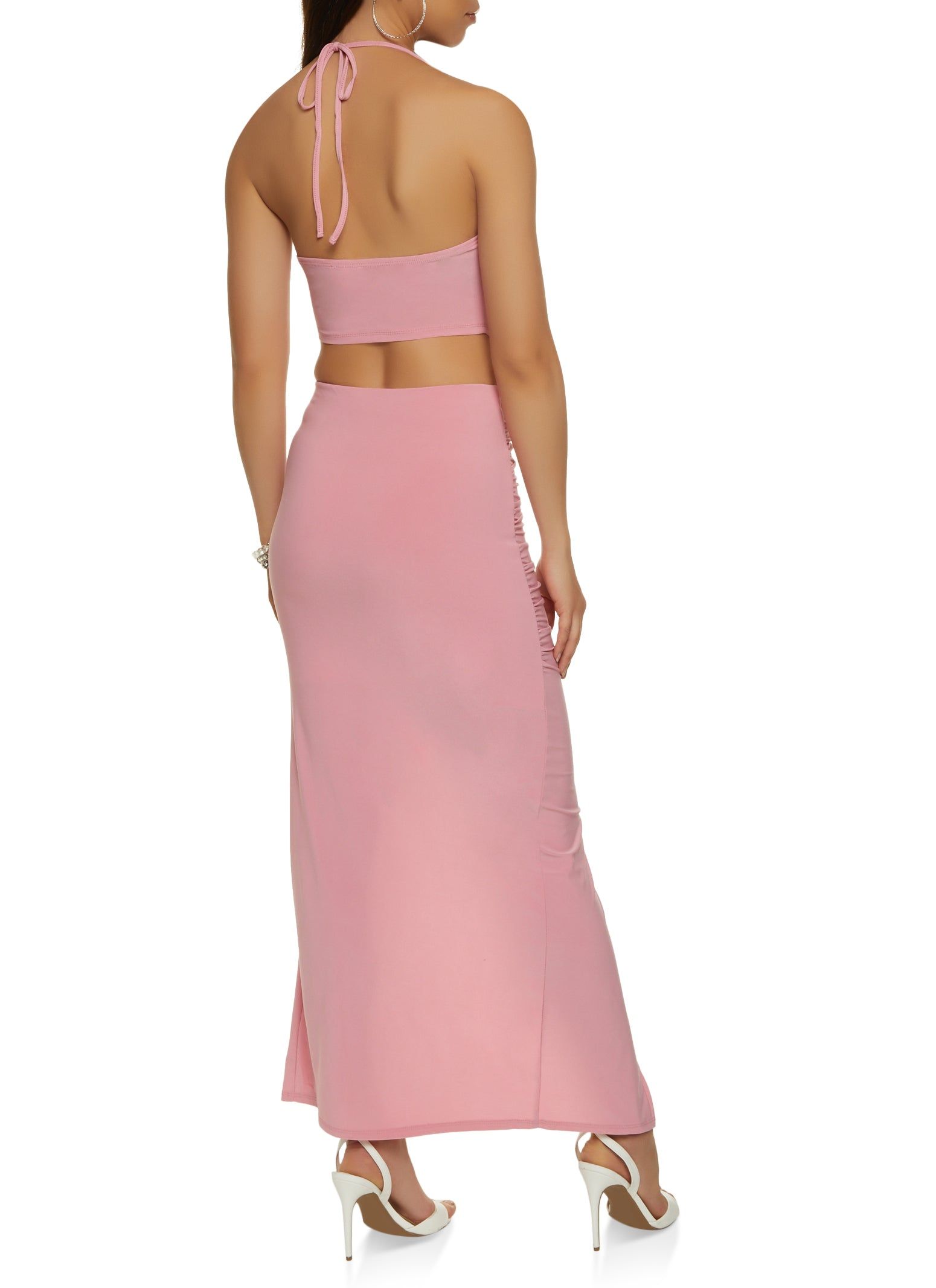 Cowl Neck Halter Crop Top and Skirt Set sold by Rainbow product image thumbnail 3