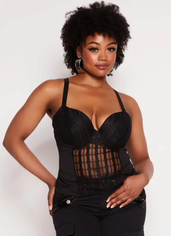 Plus Size Mesh Body Contour Bustier Top sold by Rainbow