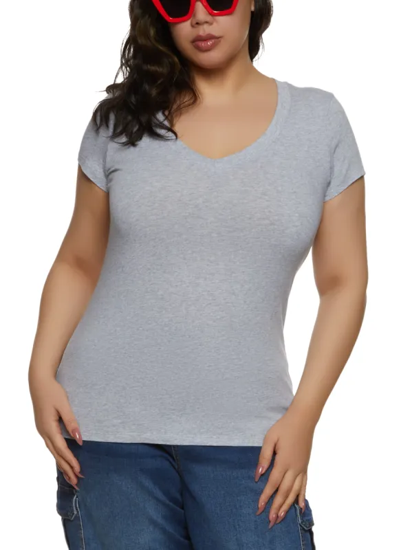 Plus Size V Neck Tee sold by Rainbow