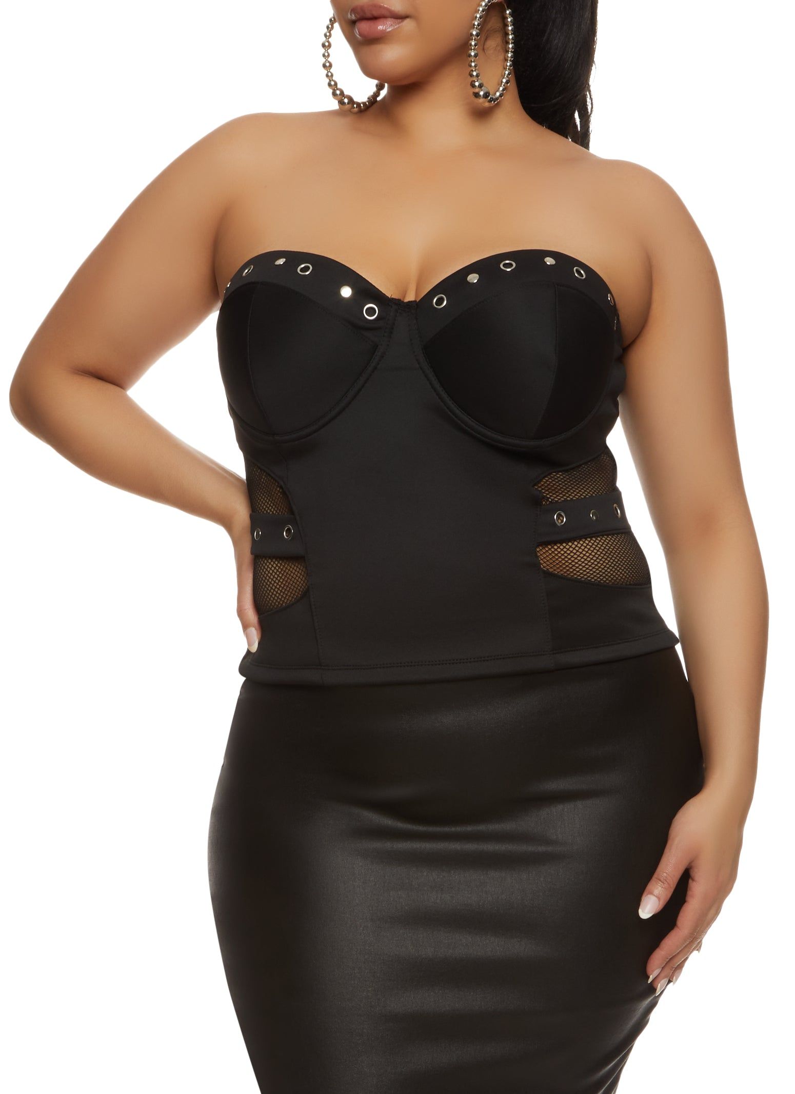 Plus Size Grommet Trim Fishnet Bustier Top sold by Rainbow product image thumbnail 2