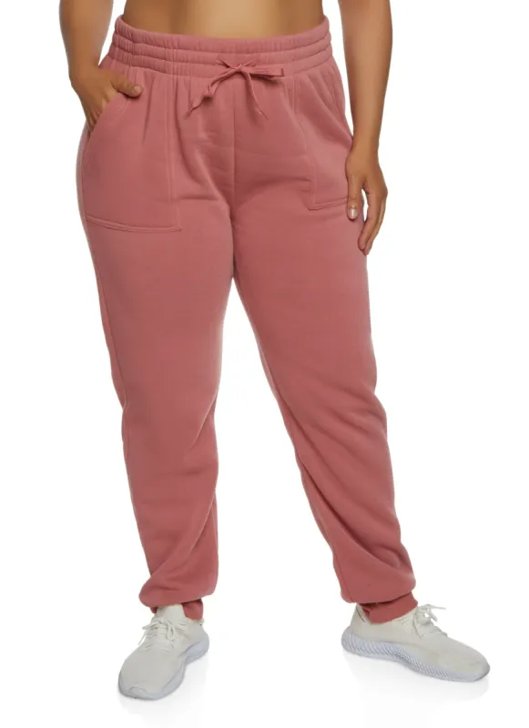 Plus Size Solid Fleece Joggers sold by Rainbow