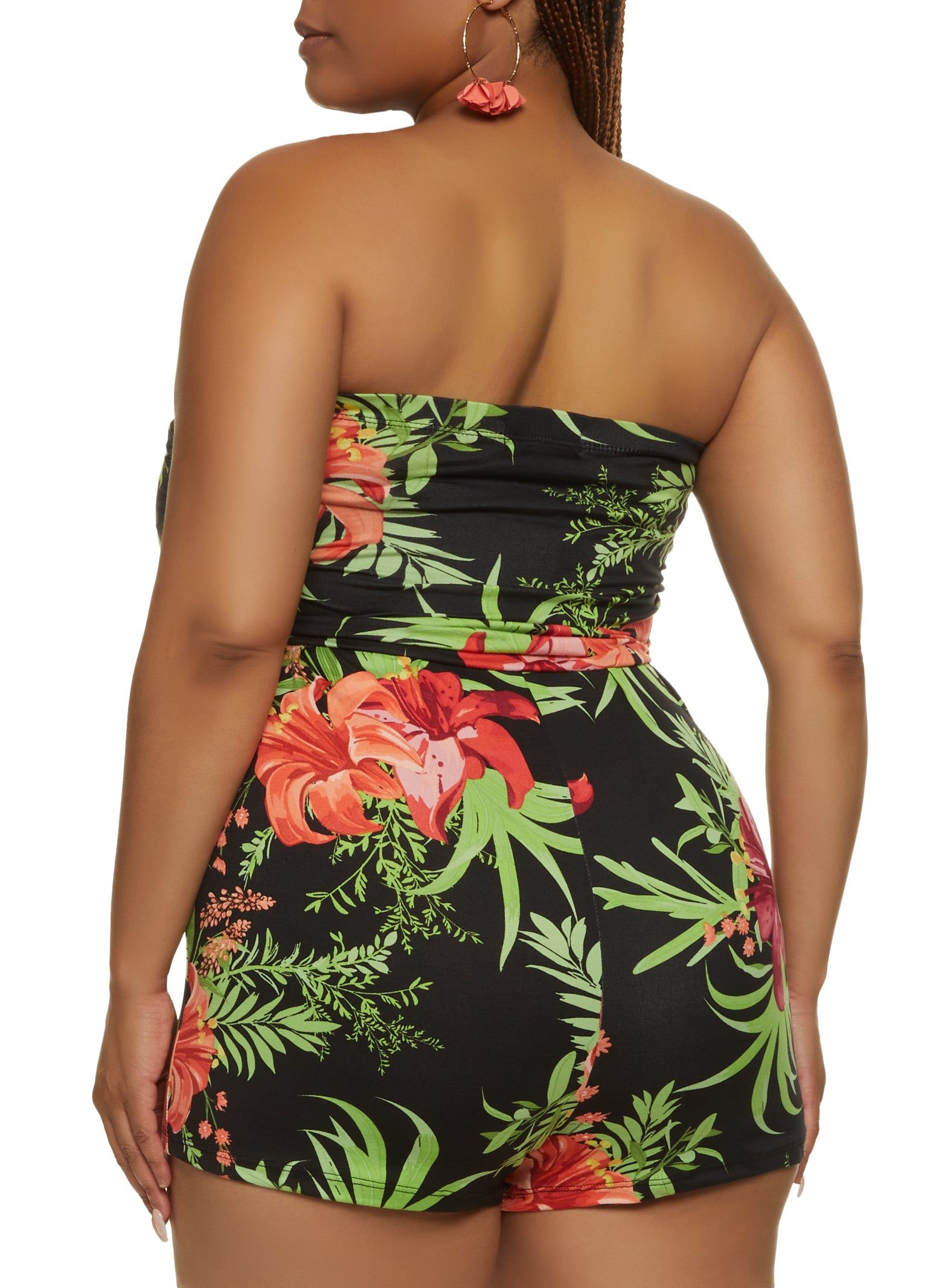 Plus Size Tropical Ruched Tube Romper sold by Rainbow product image thumbnail 2