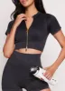 Daisy Seamless Ribbed Zip Front Short Sleeve Crop Top sold by Rainbow