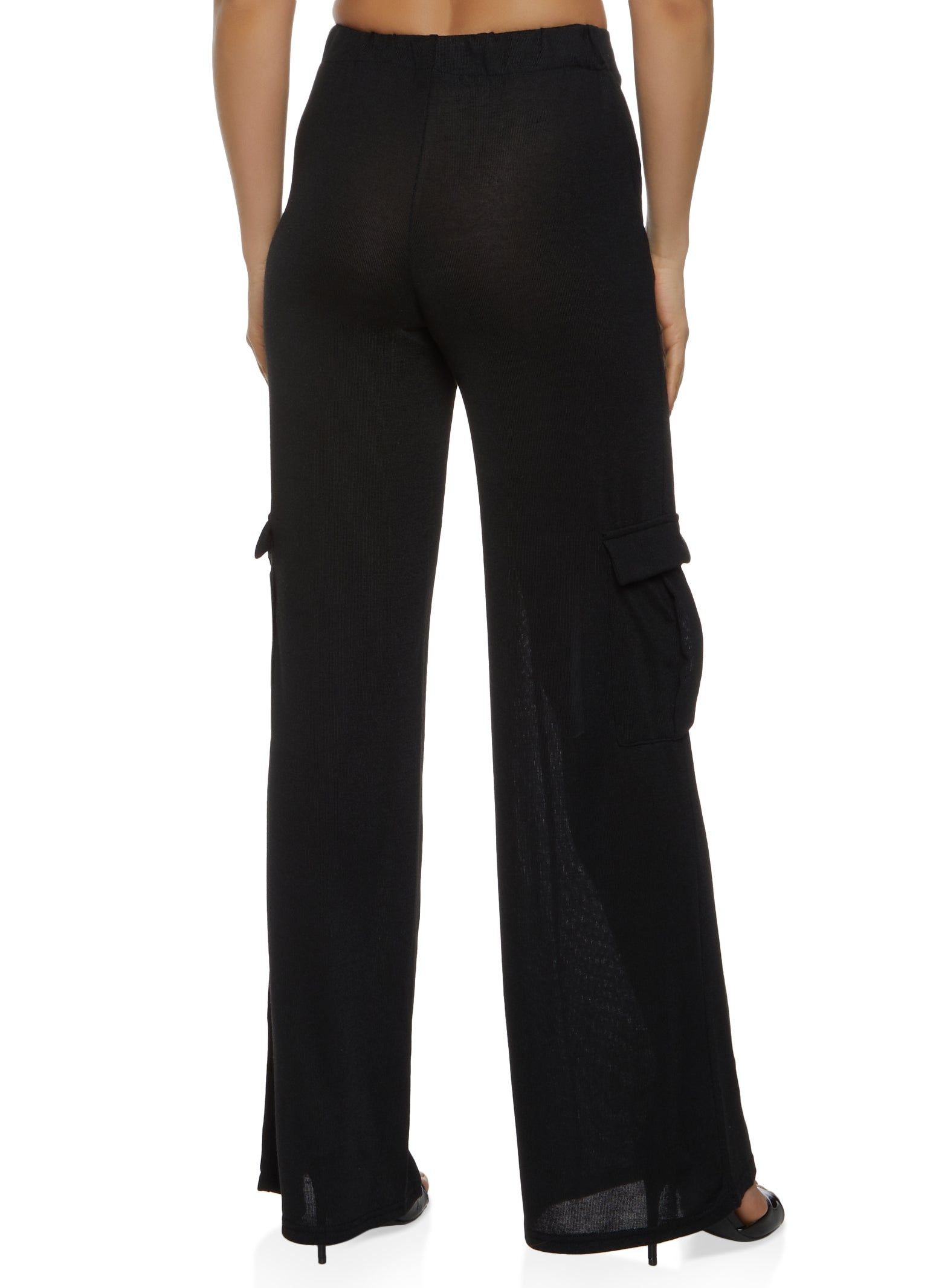 Brushed Knit Cargo Pocket Wide Leg Pants sold by Rainbow product image thumbnail 2