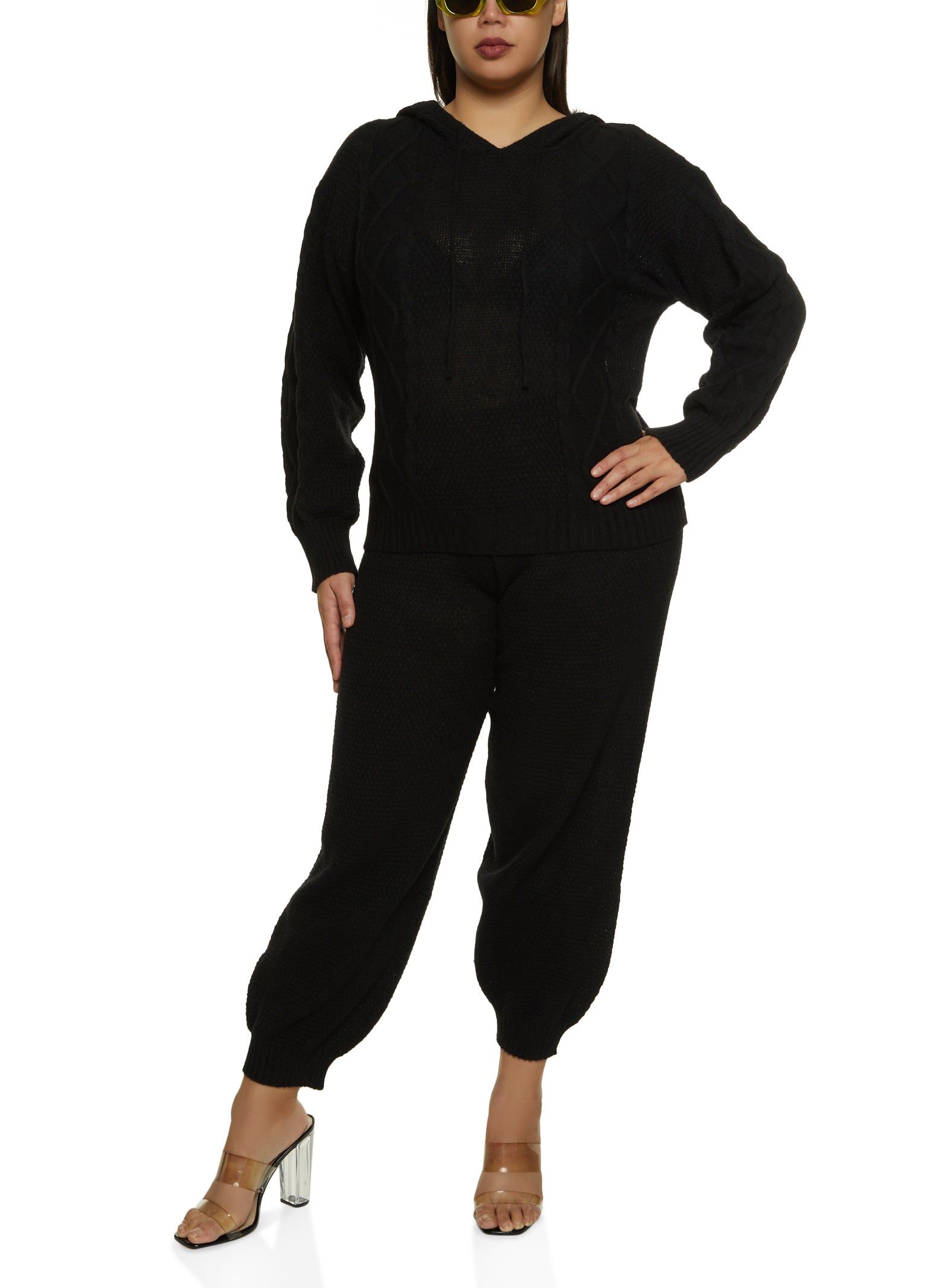 Plus Size Cable Knit Pullover Hoodie sold by Rainbow product image thumbnail 2