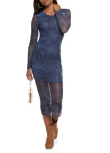 Floral Print Mesh Bodycon Dress sold by Rainbow