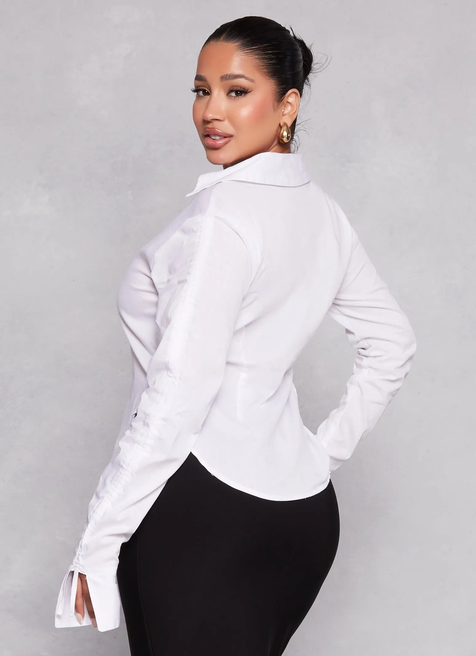 Ruched Sleeve Button Front Blouse sold by Rainbow product image thumbnail 3