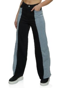 Fleece Detail Wide Leg Jeans sold by Rainbow