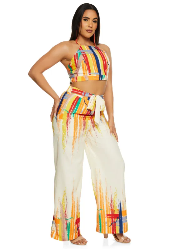 Printed High Waist Palazzo Pants sold by Rainbow
