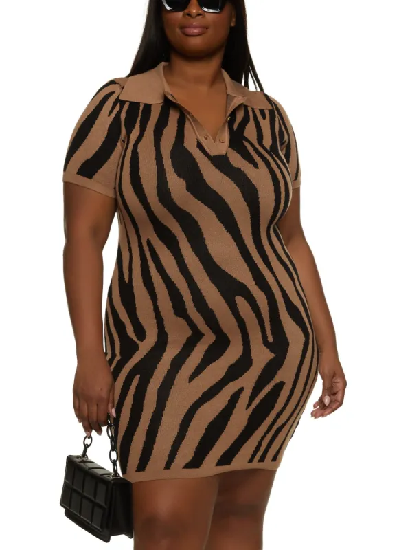 Plus Size Printed Short Sleeve Shirt Dress sold by Rainbow