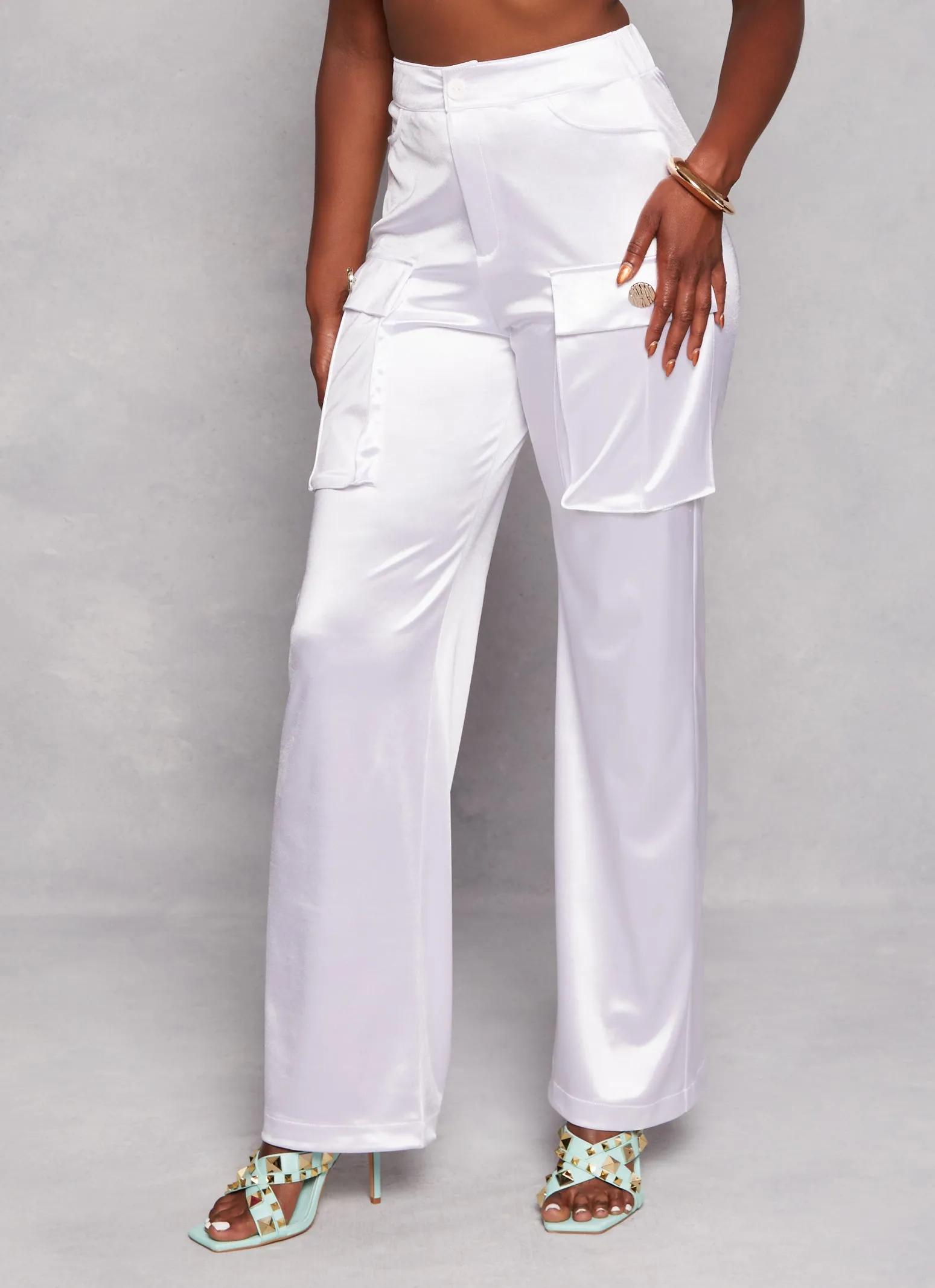 Satin High Waist Cargo Pocket Pants sold by Rainbow product image thumbnail 2