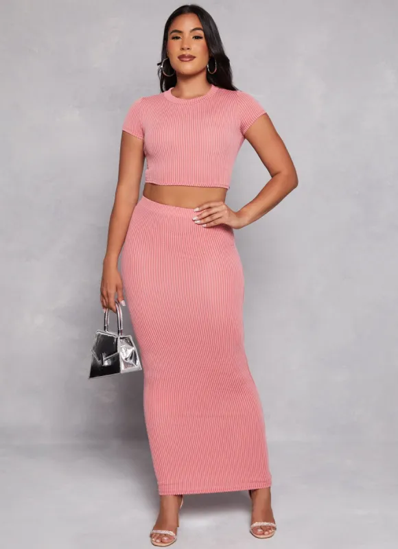 Ribbed High Waist Maxi Skirt sold by Rainbow
