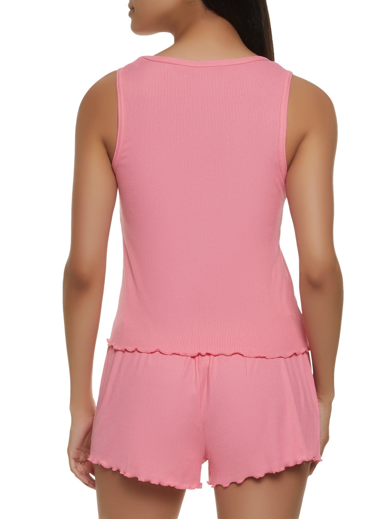 Ribbed Lettuce Edge Pajama Tank Top and Shorts sold by Rainbow product image thumbnail 2