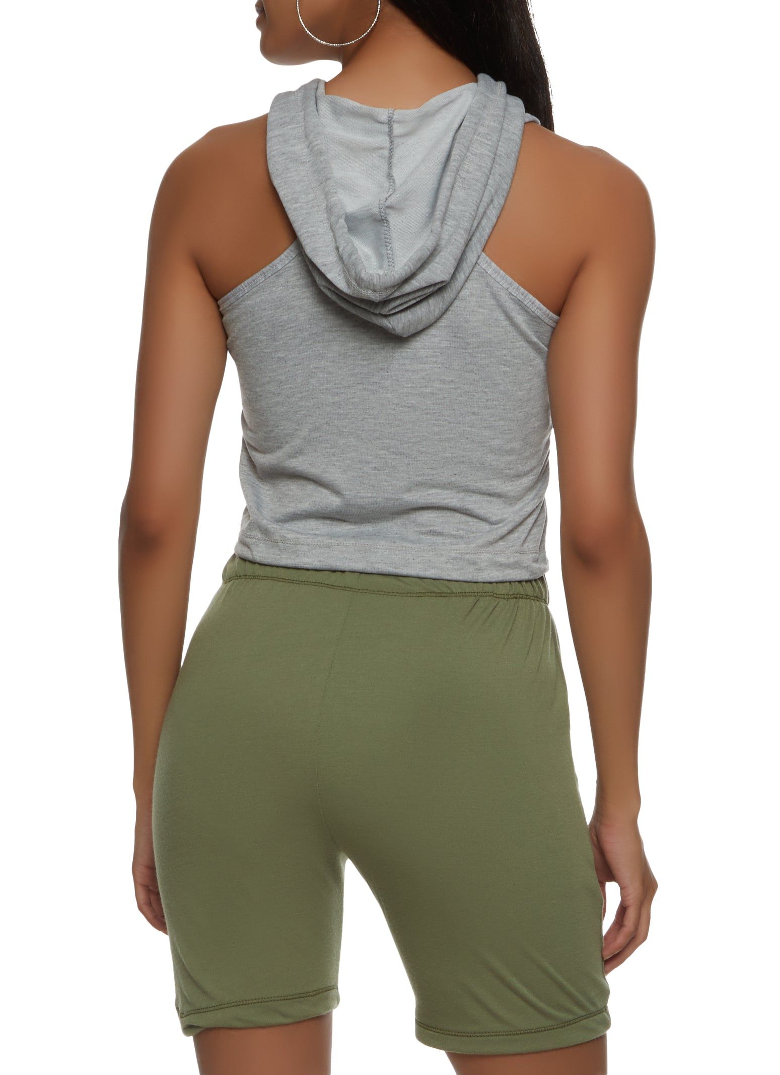 Hooded Drawstring Cropped Tank Top sold by Rainbow product image thumbnail 3