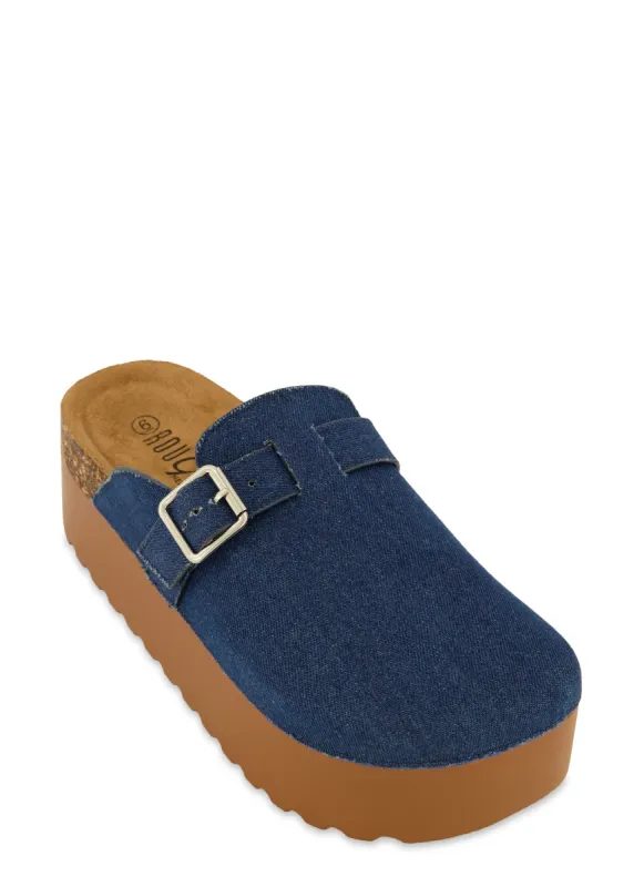 Buckle Detail Platform Clogs sold by Rainbow