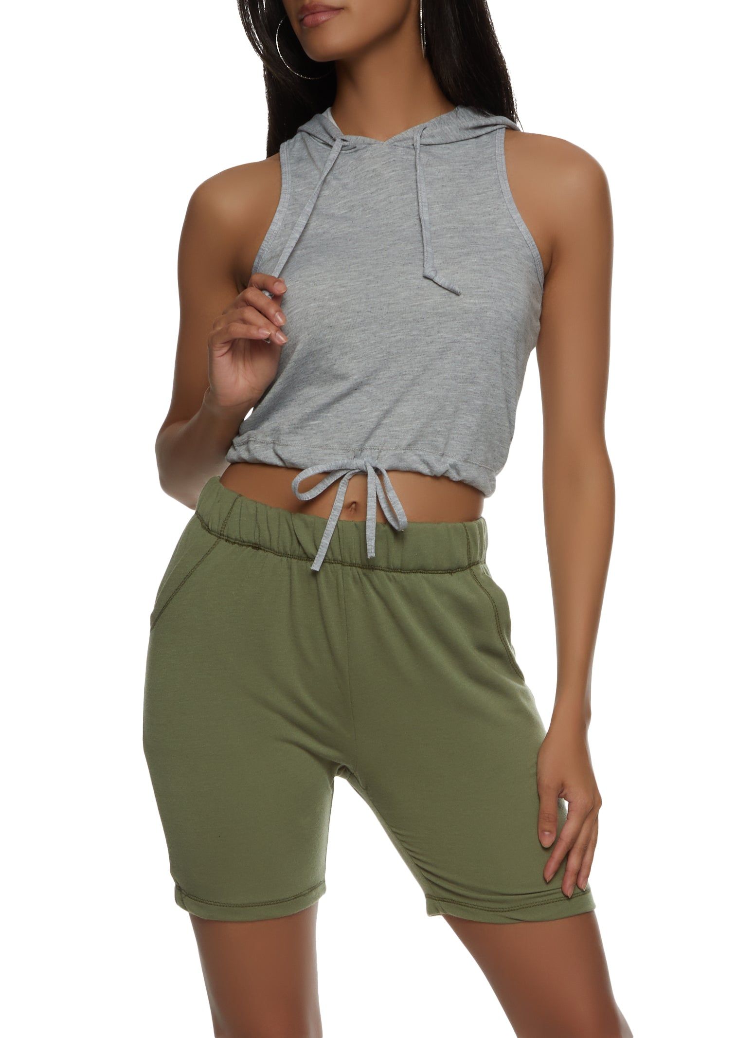 Hooded Drawstring Cropped Tank Top sold by Rainbow product image thumbnail 2