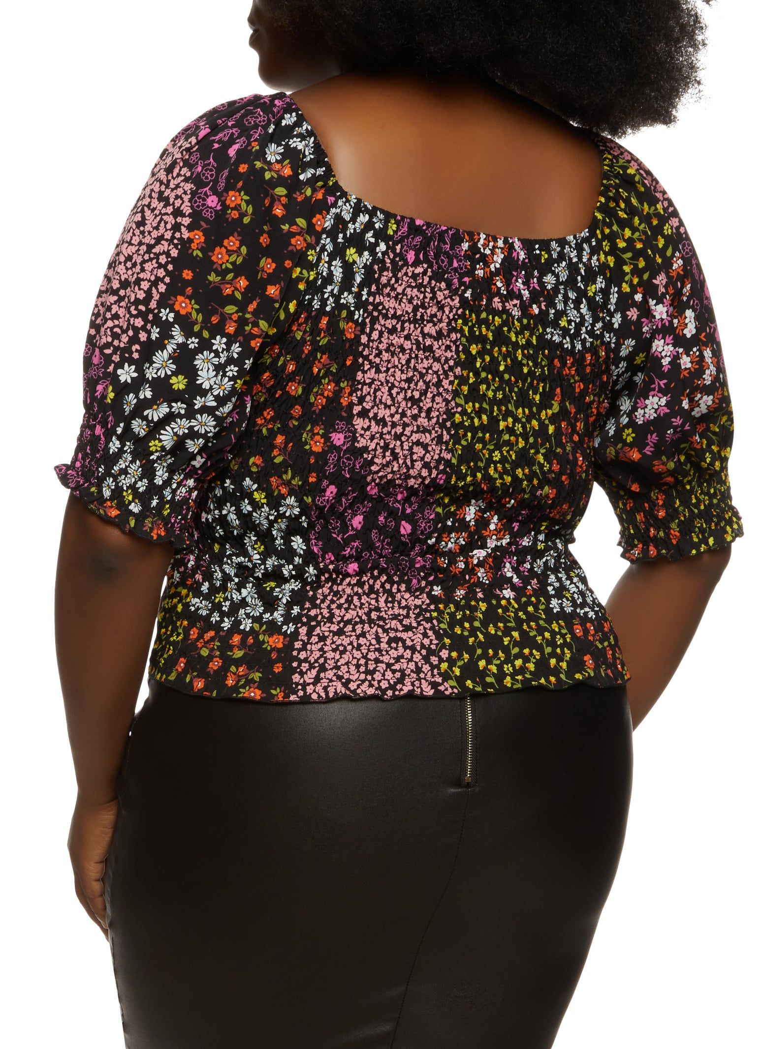 Plus Size Floral Print Keyhole Tie Front Blouse sold by Rainbow product image thumbnail 2