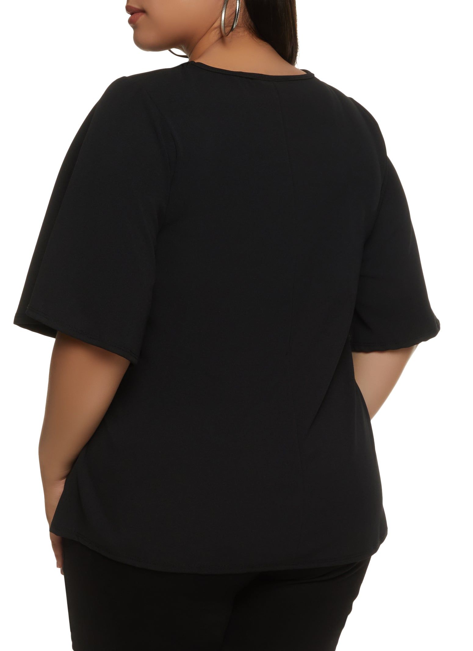 Plus Size Crepe Knit Keyhole Tie Waist Blouse sold by Rainbow product image thumbnail 2