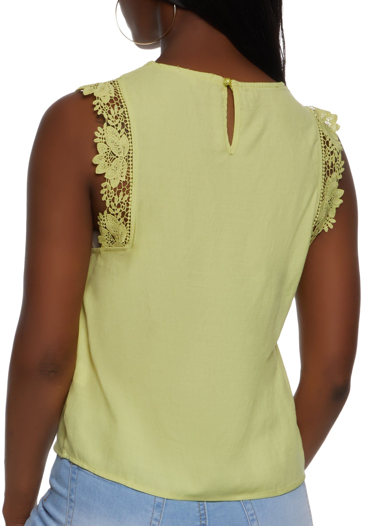 Sleeveless Floral Crochet Trim Blouse sold by Rainbow product image thumbnail 2