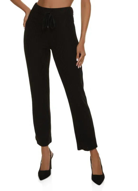 Drawstring Ribbed Straight Leg Pants sold by Rainbow