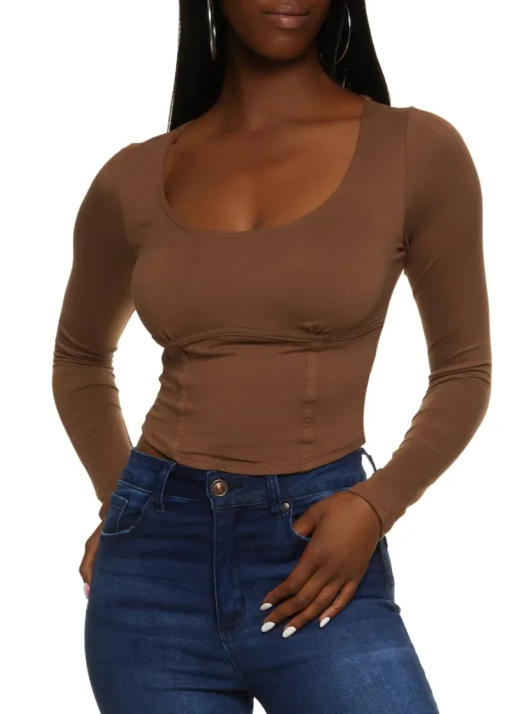 Scoop Neck Corset Detail Top sold by Rainbow