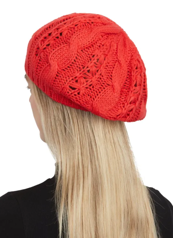 Solid Cable Knit Beret sold by Rainbow
