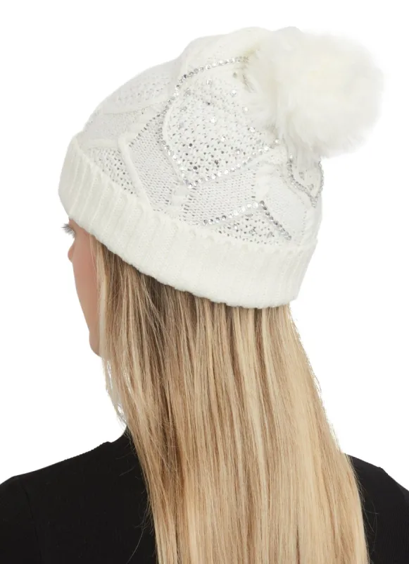 Rhinestone Pom Pom Beanie sold by Rainbow