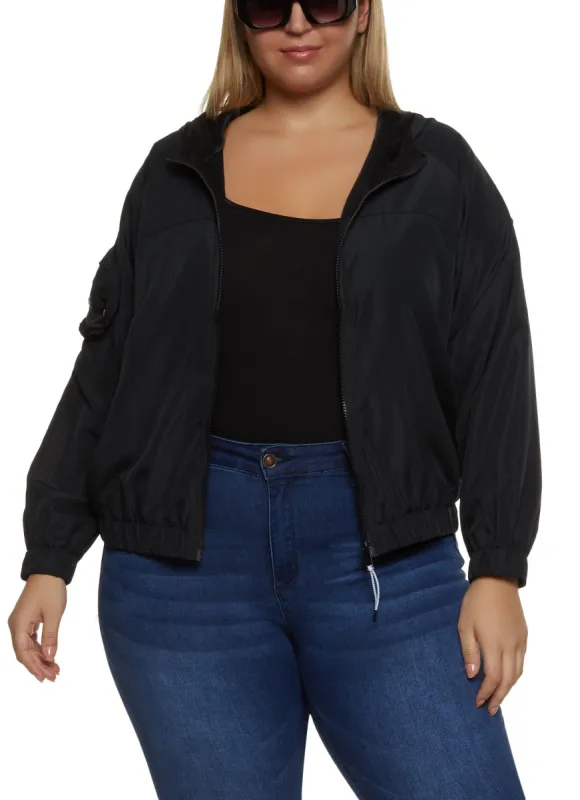 Plus Size Zip Front Windbreaker Jacket sold by Rainbow