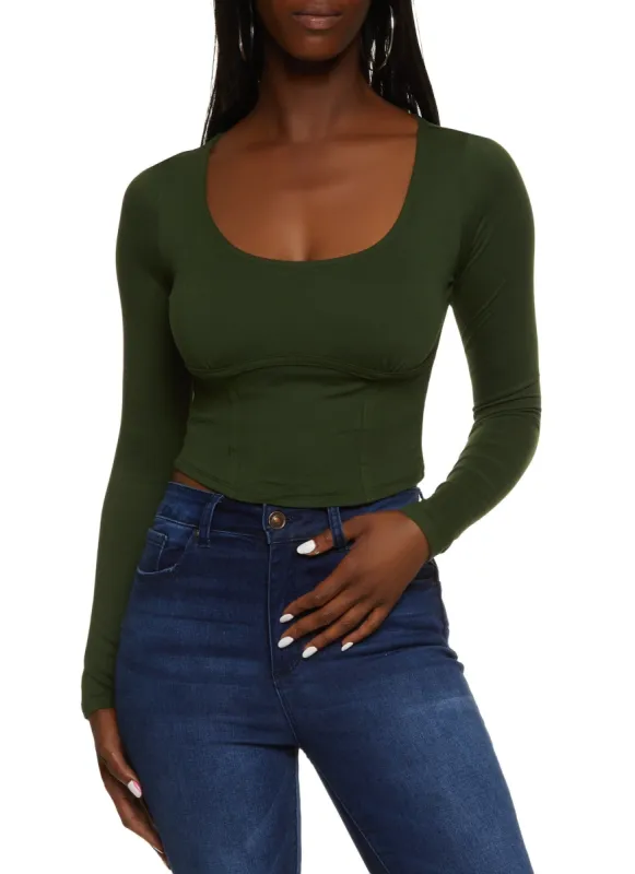 Scoop Neck Corset Detail Top sold by Rainbow