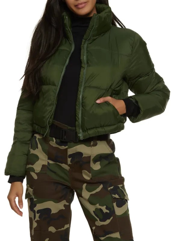 Nylon Cropped Puffer Jacket sold by Rainbow