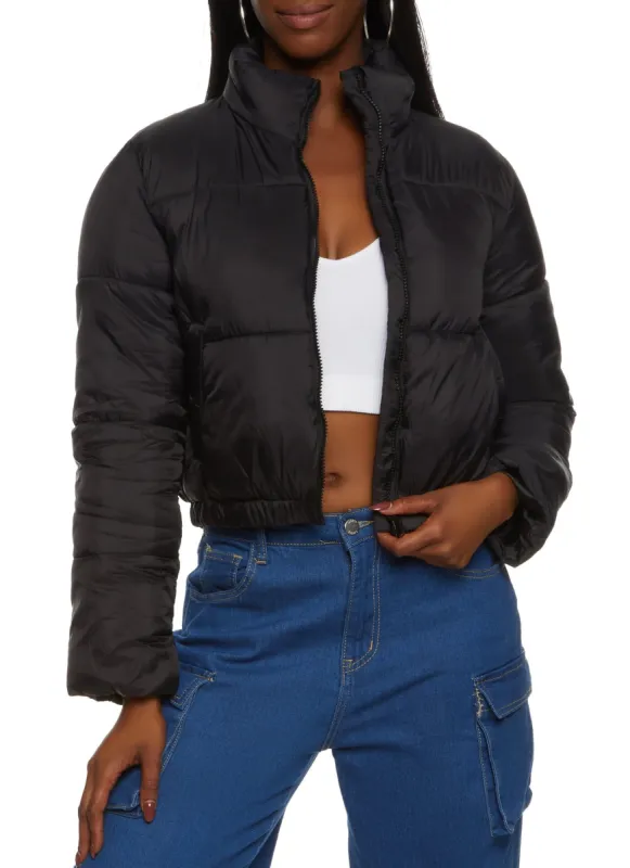 Nylon Cropped Puffer Jacket sold by Rainbow
